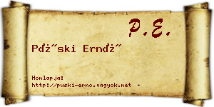 Püski Ernő névjegykártya